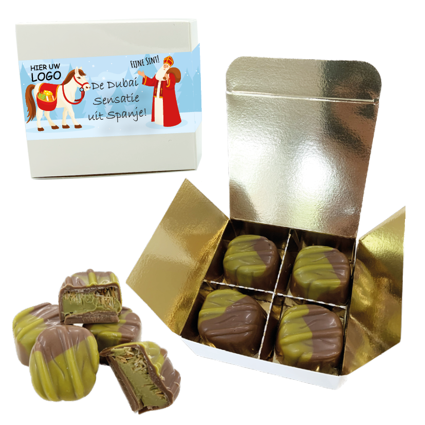 VIP Doosje met 4 Sinterklaas DUBAI bonbons - inclusief Banderol